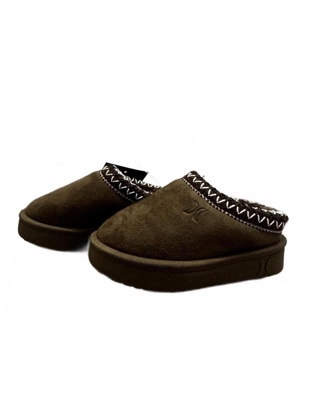 Hurley Brown Slip-On Mule Slippers, Size 6